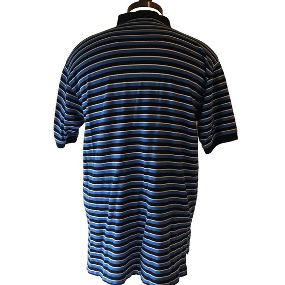 T HARRIS LONDON SHIRT MENS LARGE STRIPED BLUE GOLF POLO GENTLEMANS FIT - Picture 2 of 12